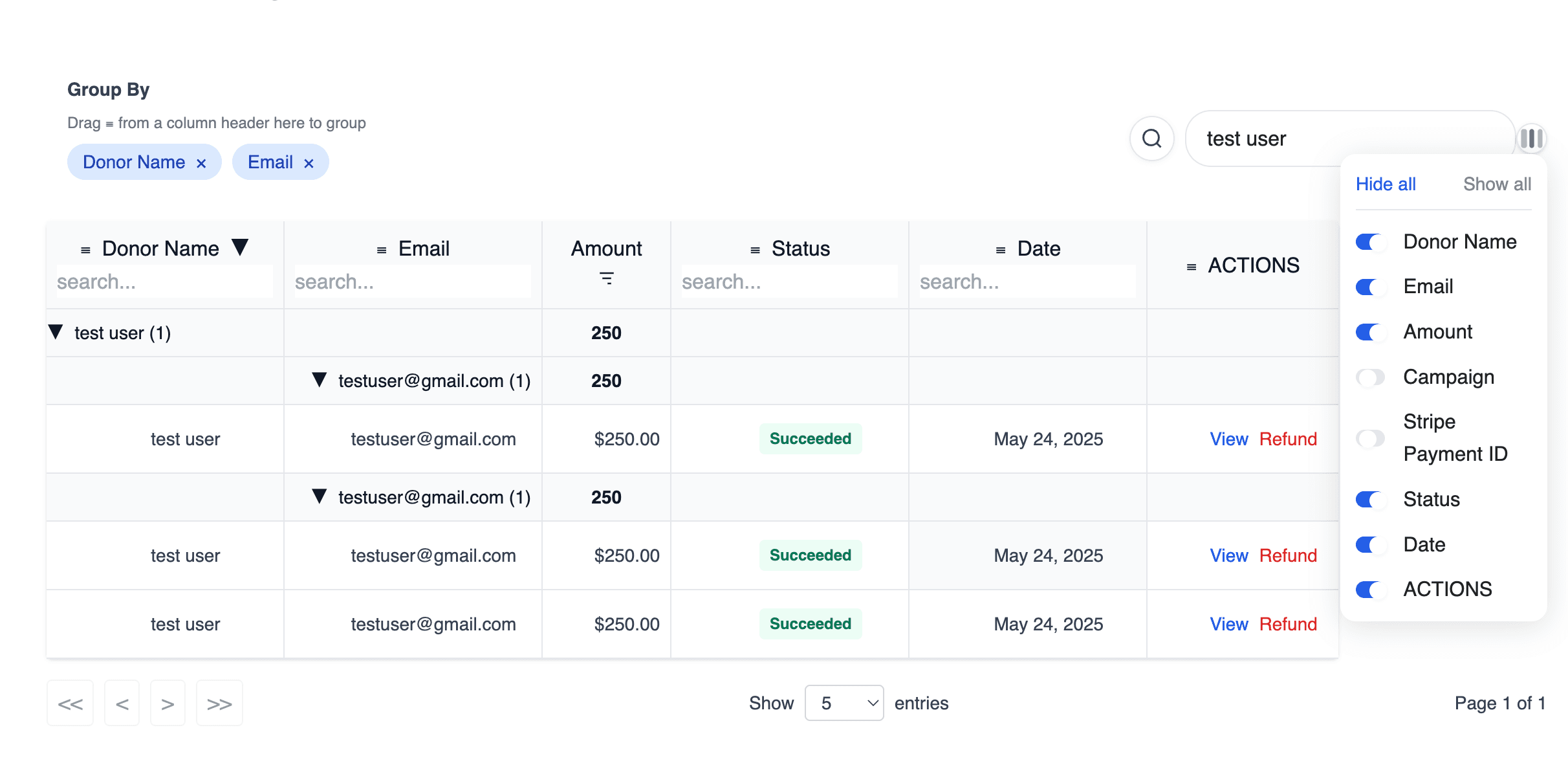 Gridly data table demo